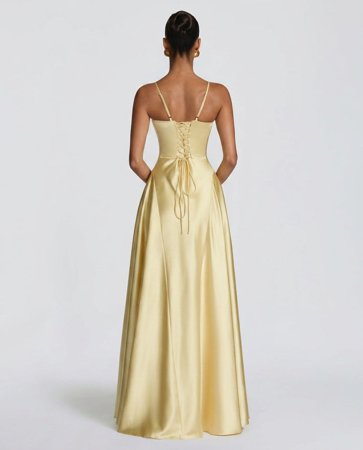 Mira | Ruched Spaghetti Strap Maxi Dress