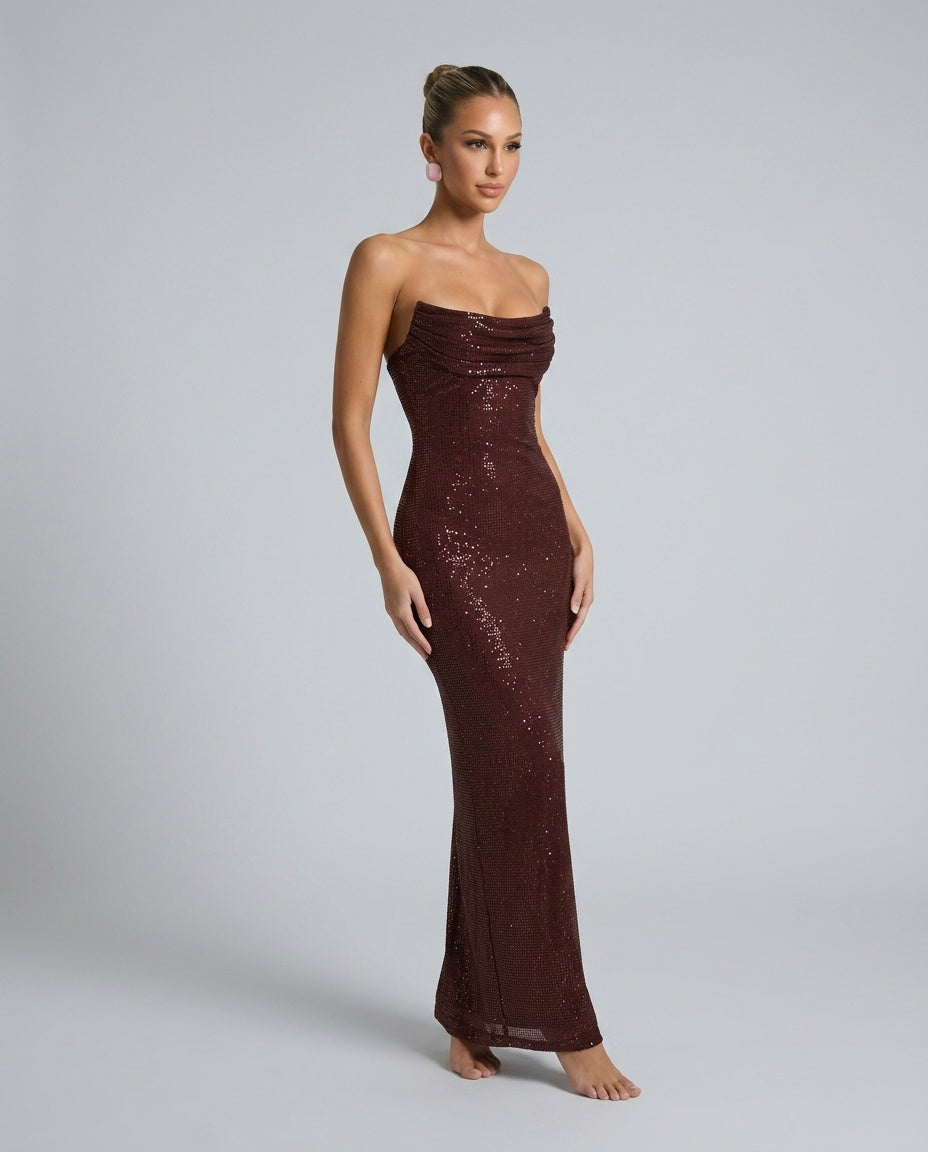 Odette | Sequin Strapless Maxi Dress