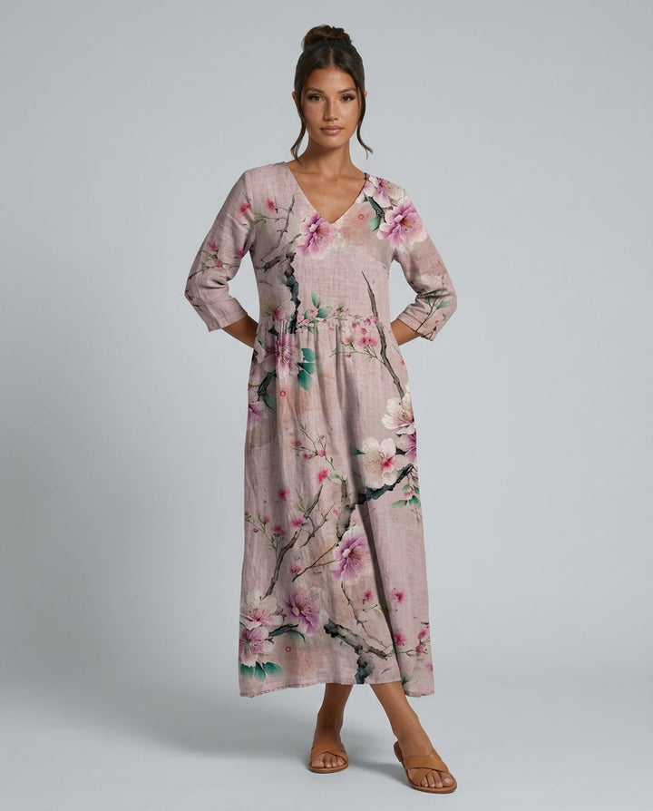 Bianca | Flowy V-Neck Floral Summer Maxi Dress