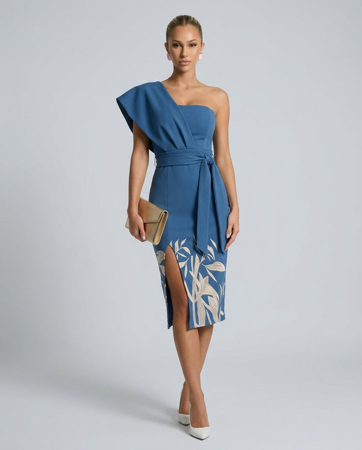 Carrie | Knot-Waist Midi Pencil Dress