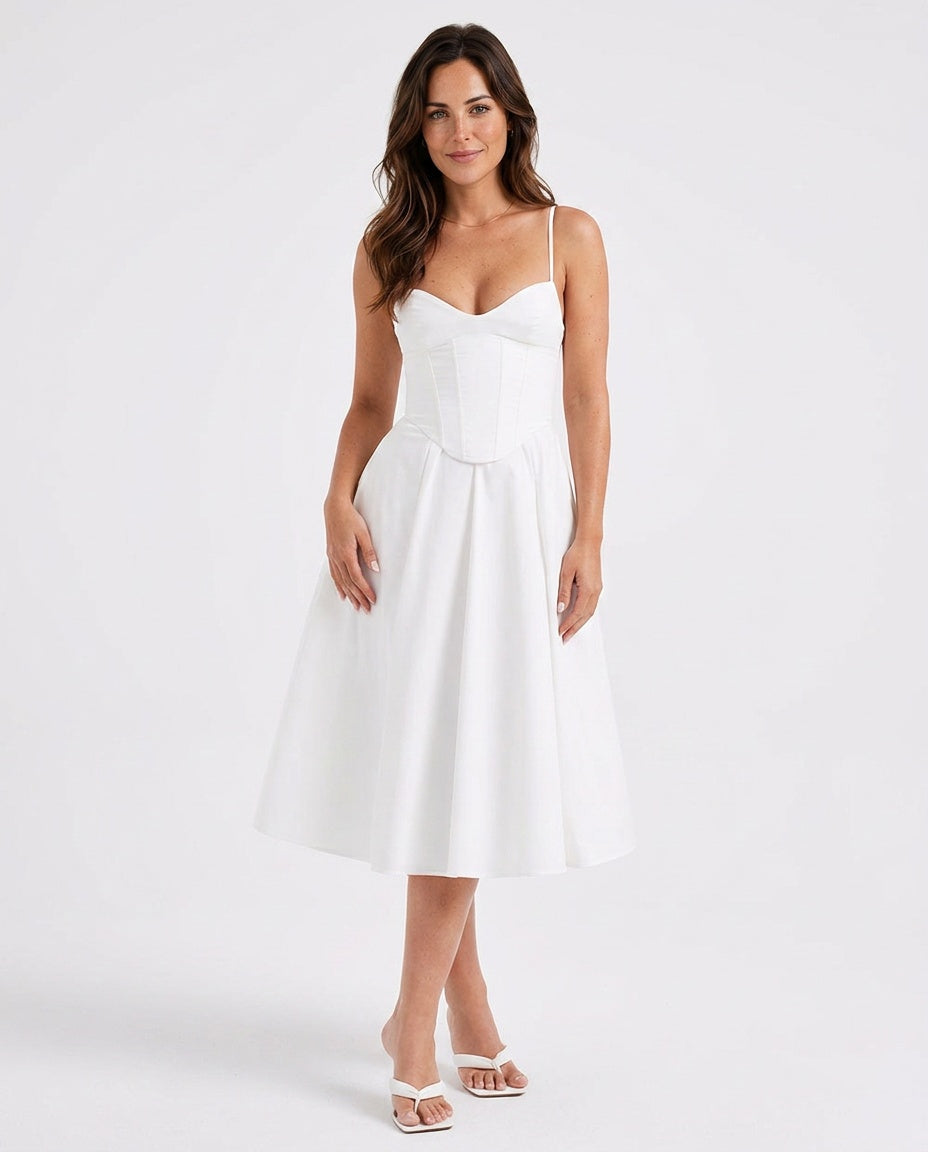 Mariella | Puff Sleeve A-Line Midi Dress