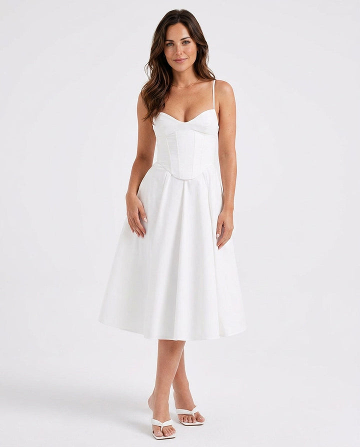 Mariella | Puff Sleeve A-Line Midi Dress