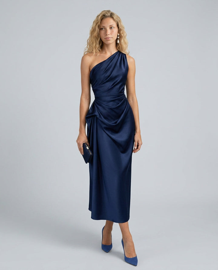 Selene | One Shoulder Satin Midi