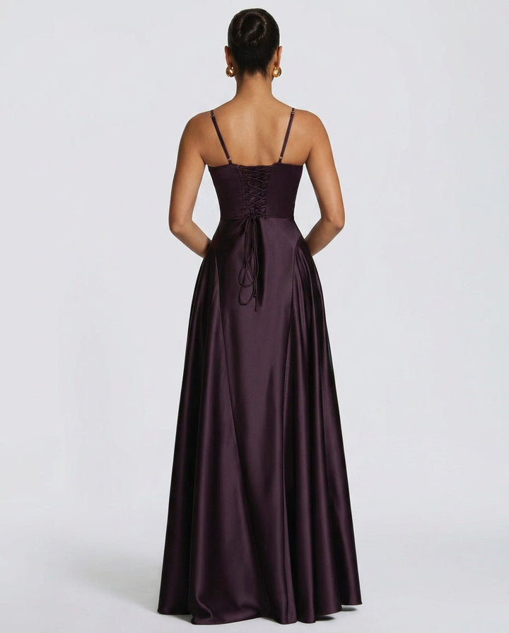 Darya | Satin Tie-Up Slip Maxi Dress