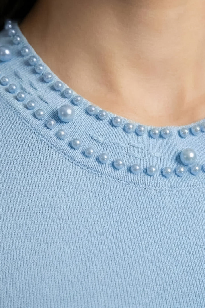 Noor | Pearl Embellished Knit Sleeveless Midi Dress