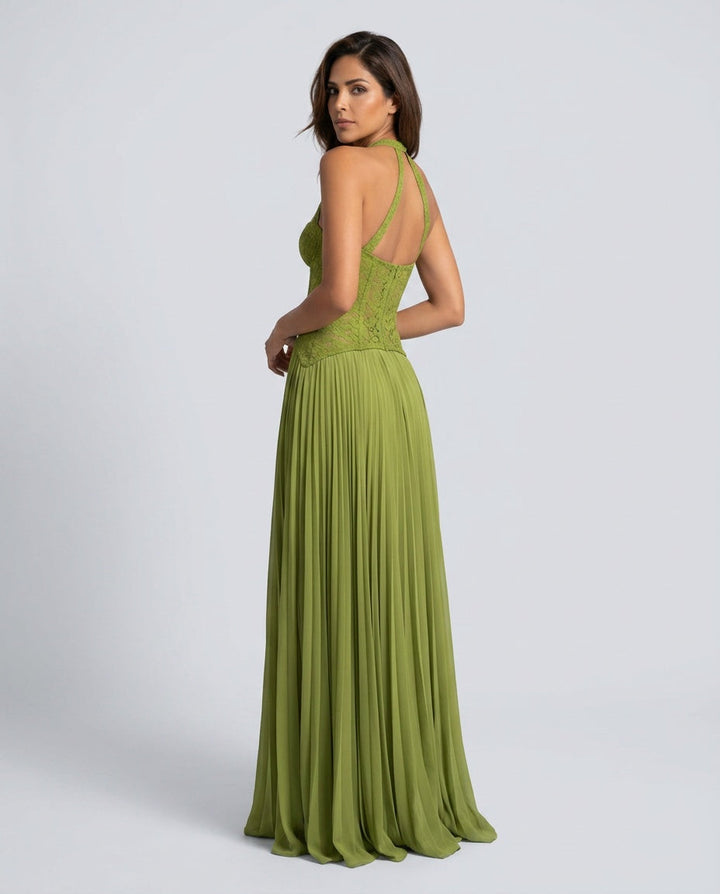 Seraphina | Sweetheart Lace Splicing Pleated Maxi Dress