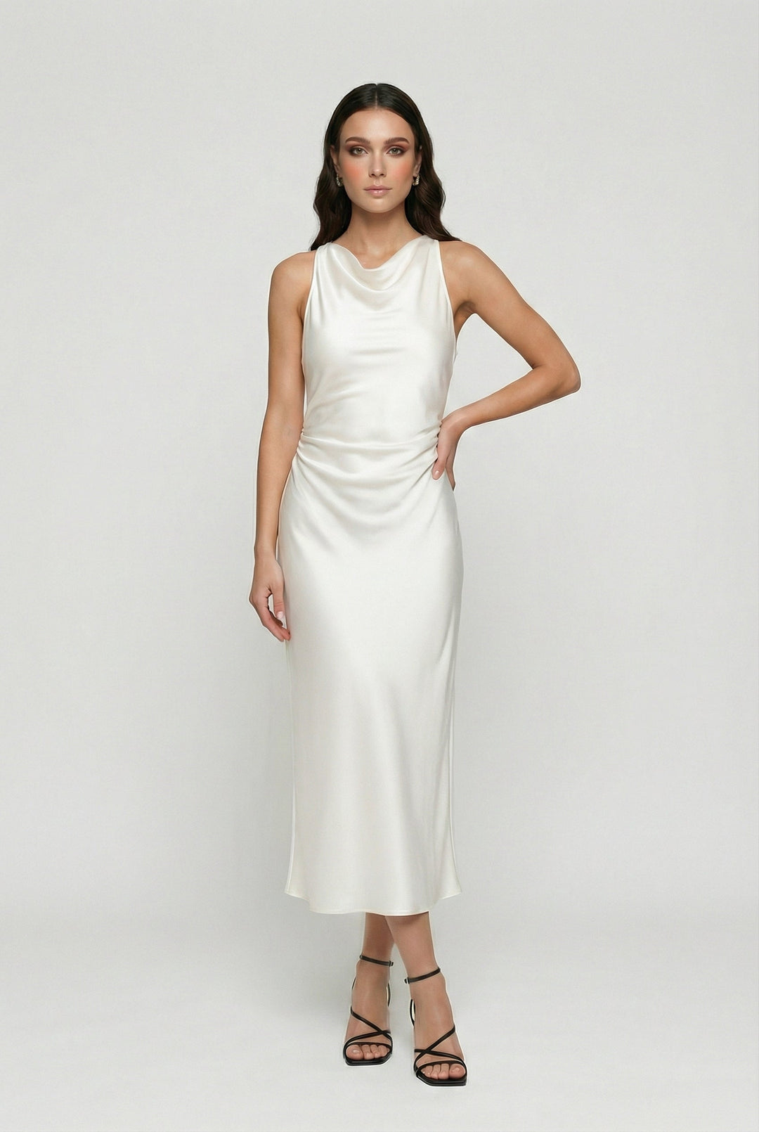 Sienna | Bias-Cut Cowl Neck Satin Midi