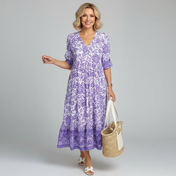 Mila | Tiered Block Print Boho Midi