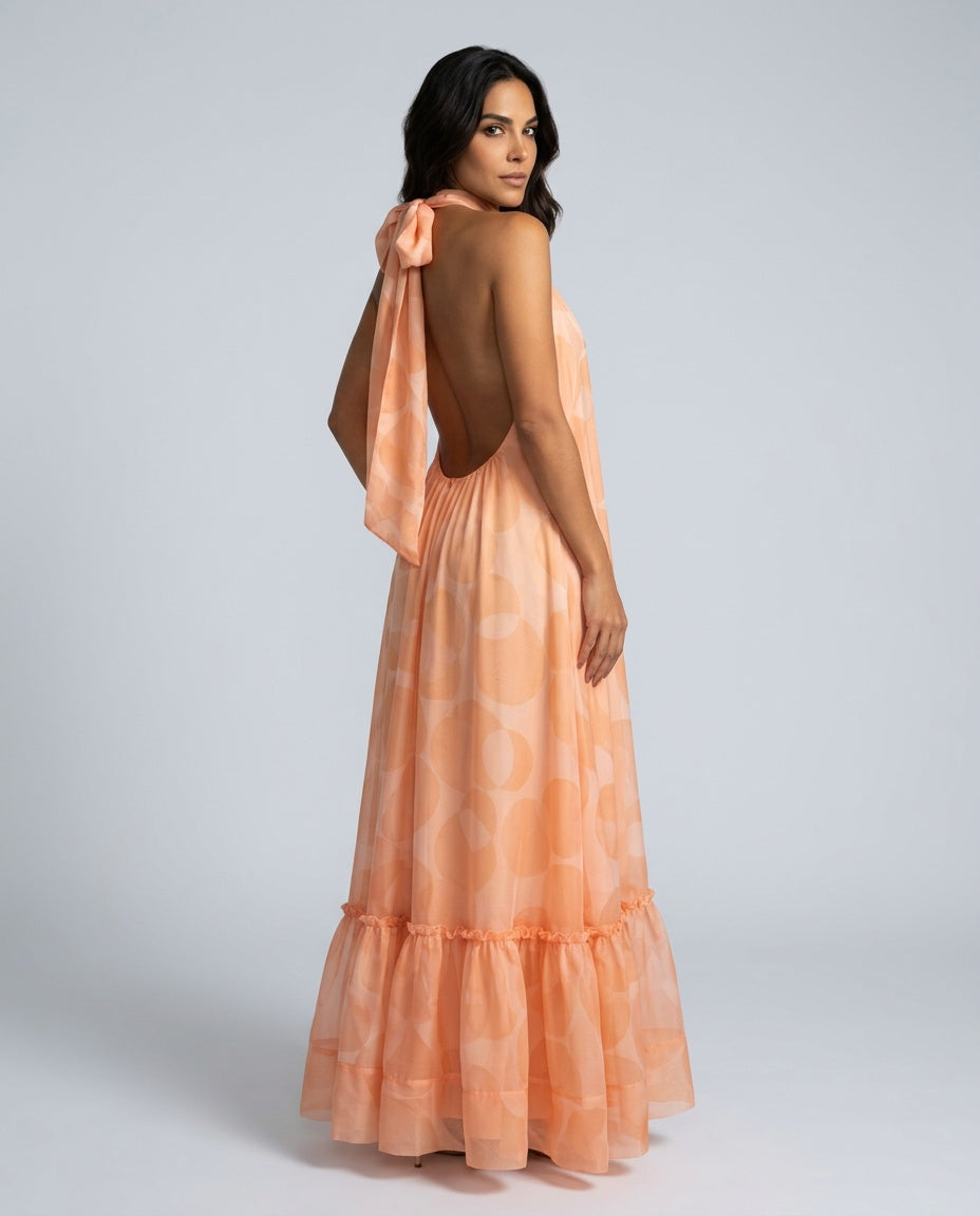 Lila | Printed Halter Neck Wedding Guest Maxi Dress