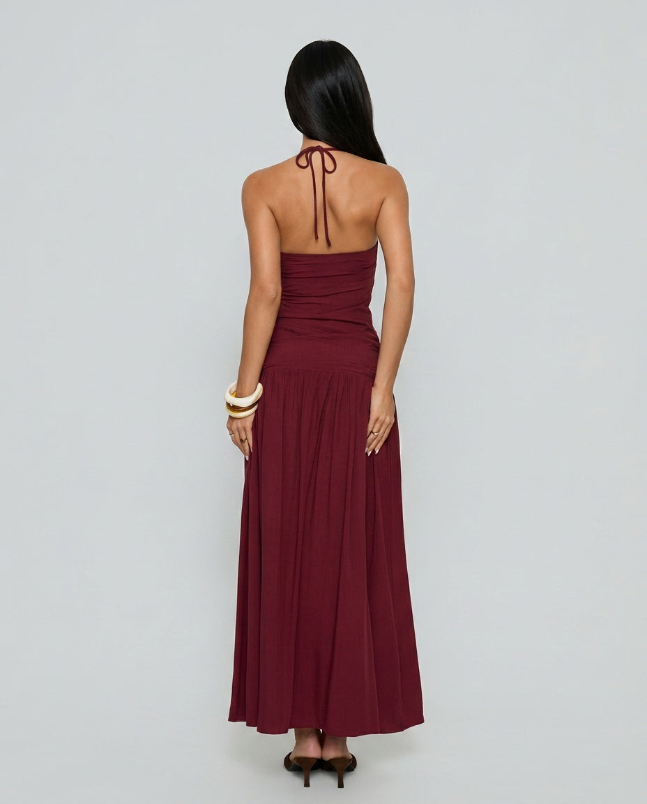 Marguerite | Halter Neck Polka Dot Maxi Dress