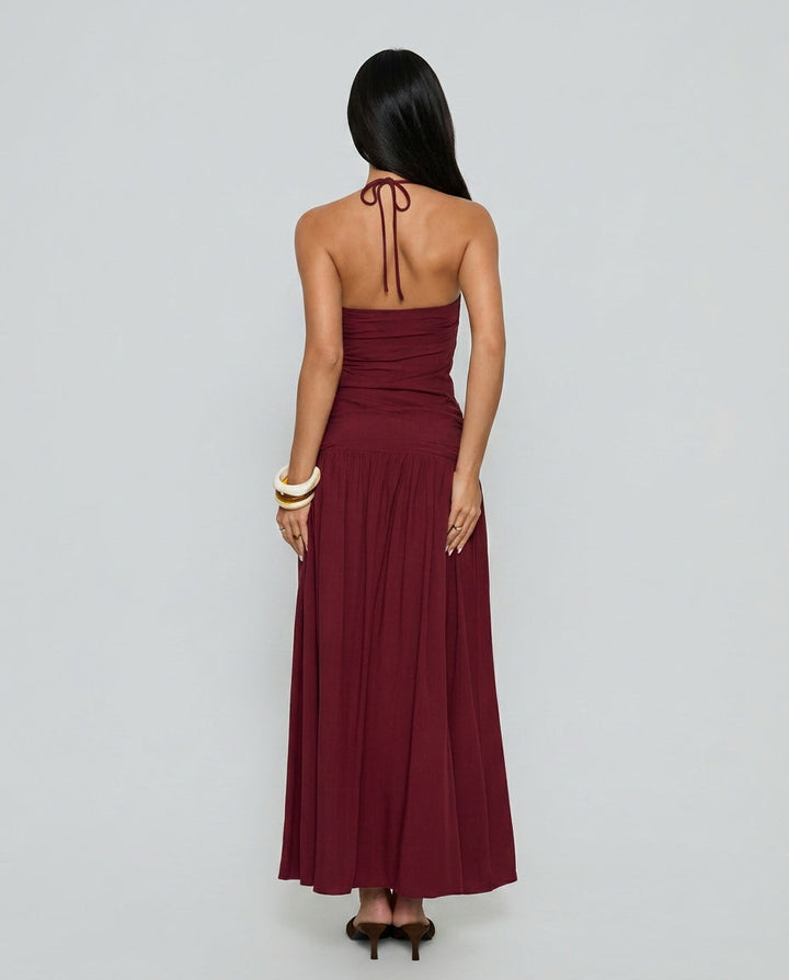 Marguerite | Halter Neck Polka Dot Maxi Dress