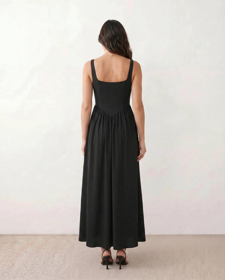 Colleen | Basque Waist A-Line Maxi Dress