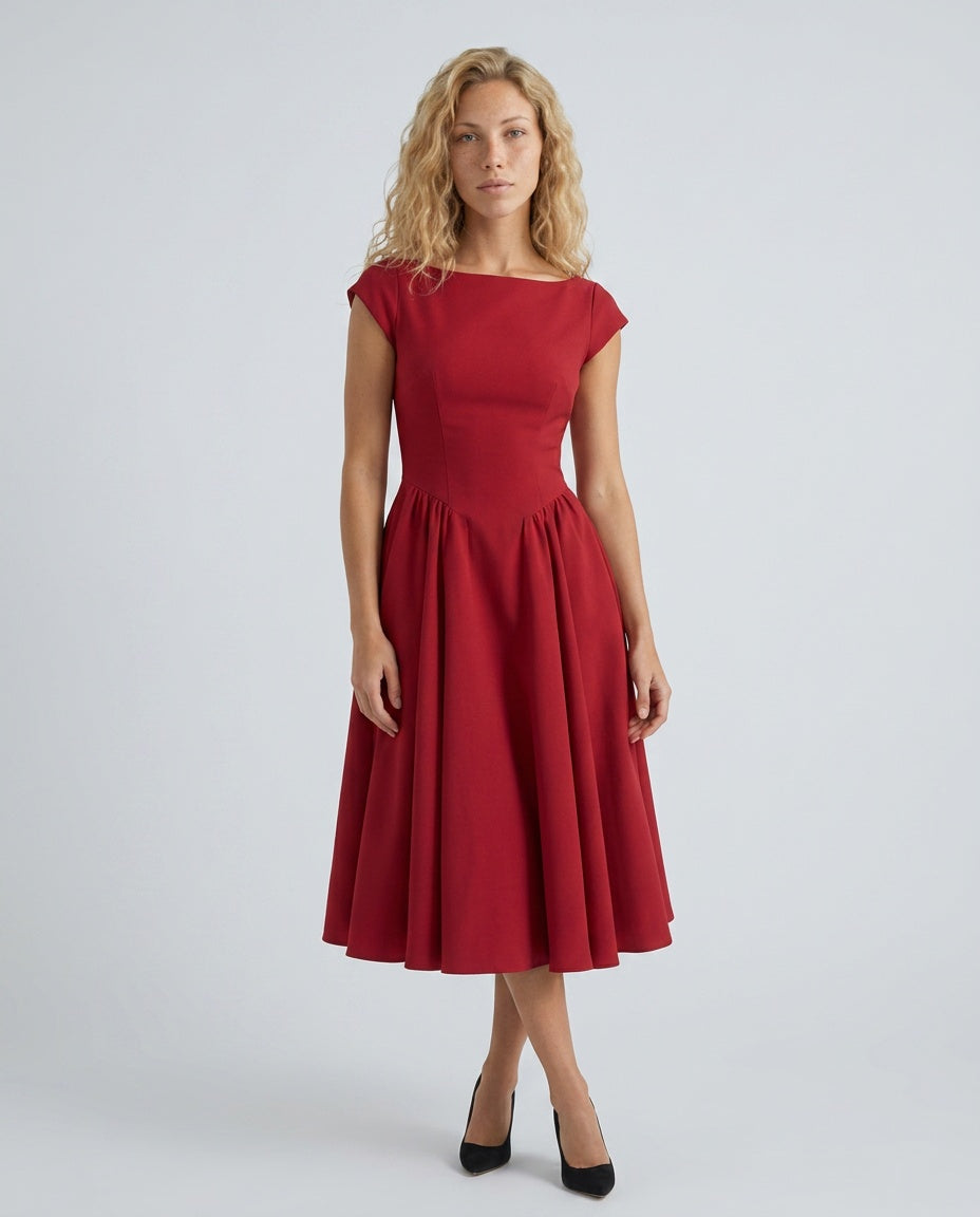 Celeste | Full-Skirt Midi Dress