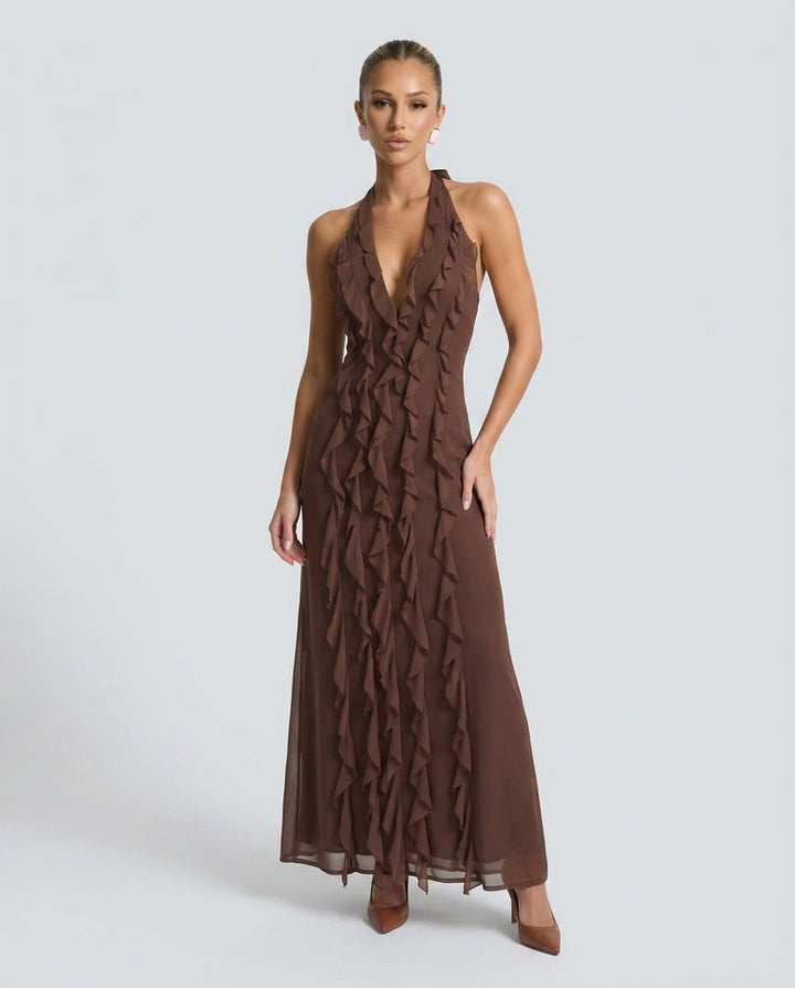 Josefine | Halter Plunge Neck Maxi Dress