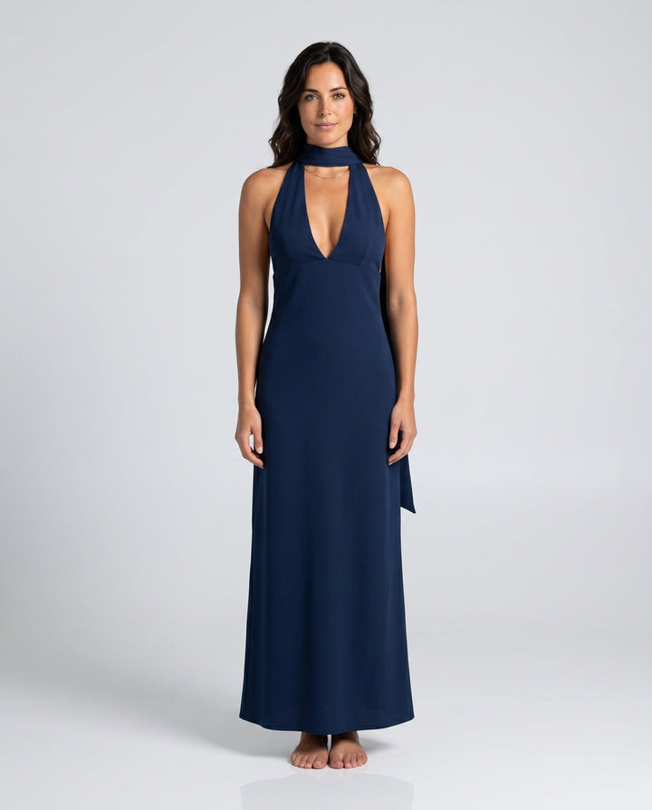 Leona | Cowl Neck Halter Maxi Dress
