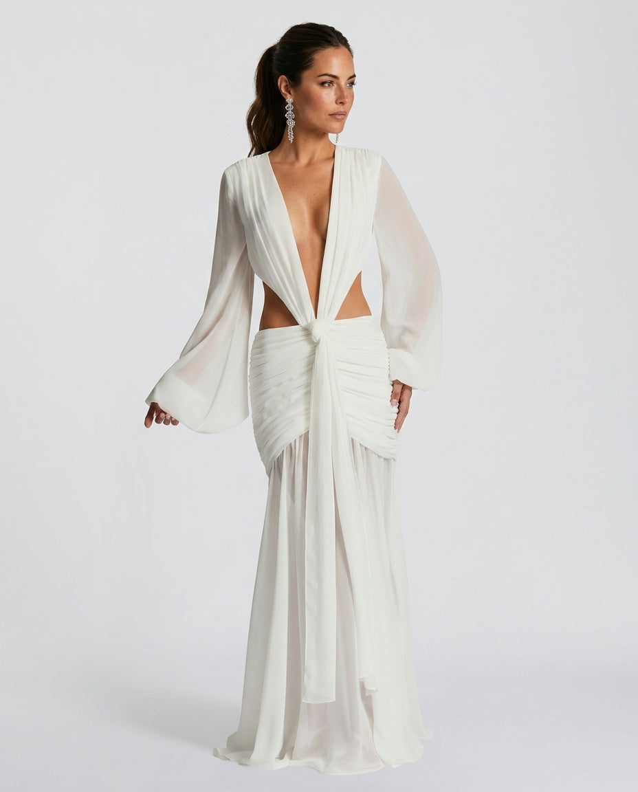 Wren | Halter Neck Ruched Maxi Dress