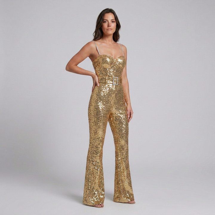 Valentina | Sequin Jumpsuit with Flared Trousers