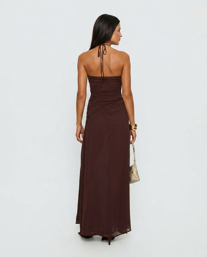 Kamila | Halter Neck Chiffon Maxi Dress
