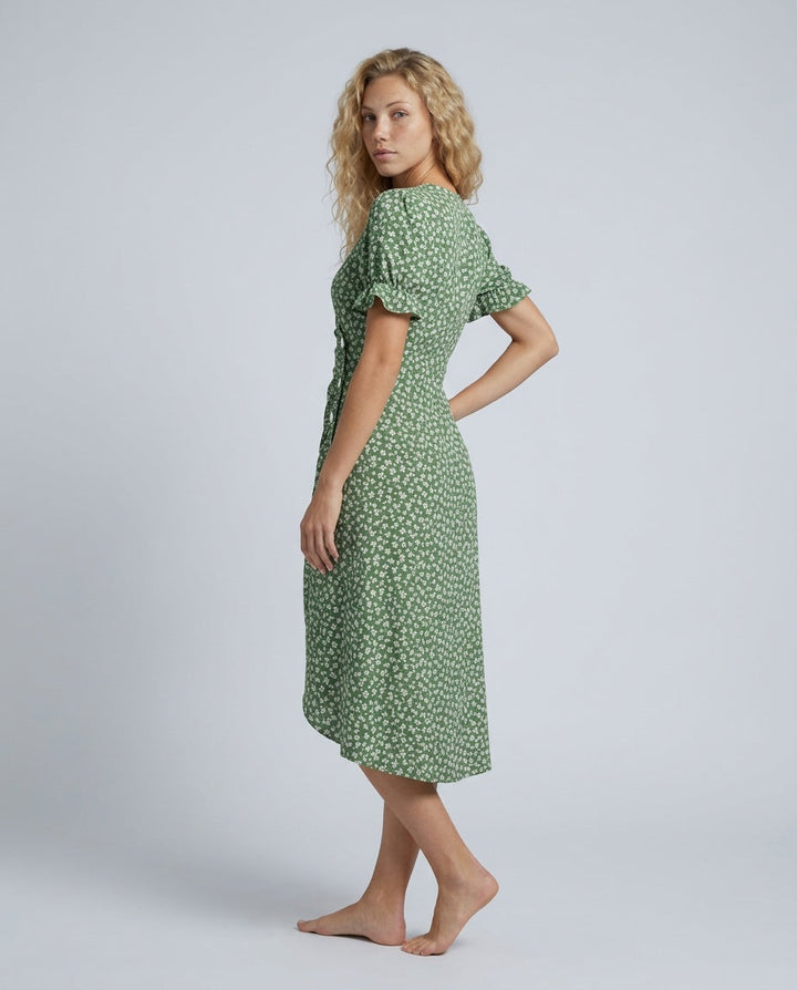 Nina | Floral Ruffle Sleeve Midi Wrap Dress