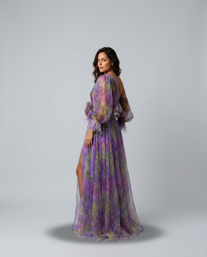 Celeste | Maxi Off-Shoulder Printed Split Dress