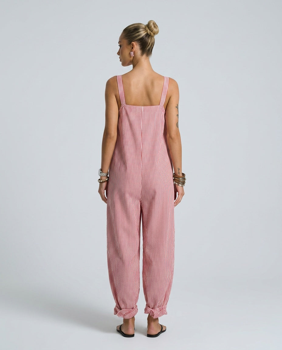 Marlo | Striped Square-Neck Sleeveless Jumpsuit