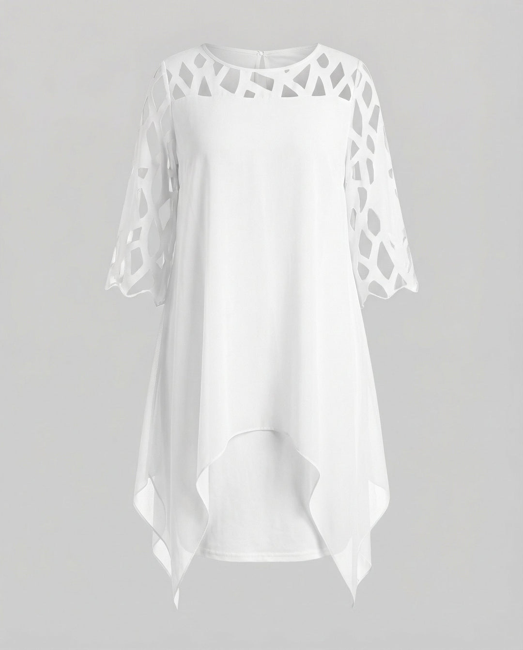 Lysette | Mesh Sleeve Keyhole Back Midi Dress