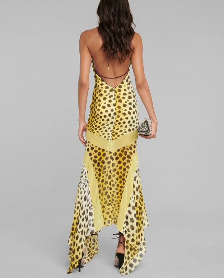 Tawny | Leopard Print Halter Neck Maxi Dress