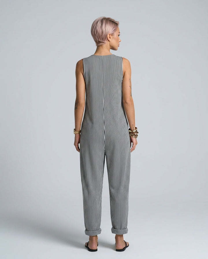 Marlo | Striped Square-Neck Sleeveless Jumpsuit
