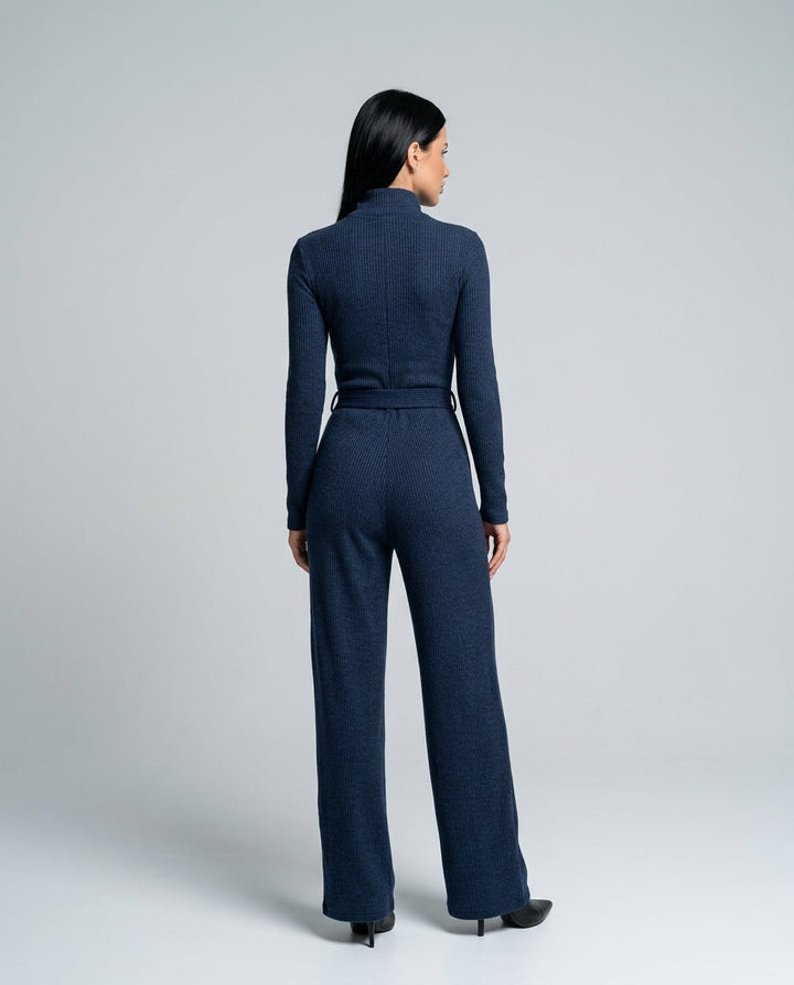 Zara | Knit Sparkling Zipper-Front Jumpsuit