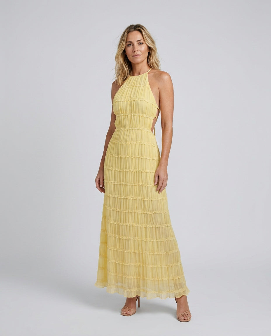 Naia | Pleated Halter Maxi Dress