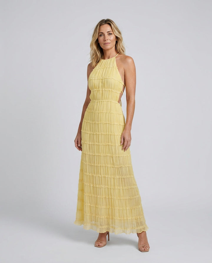 Naia | Pleated Halter Maxi Dress