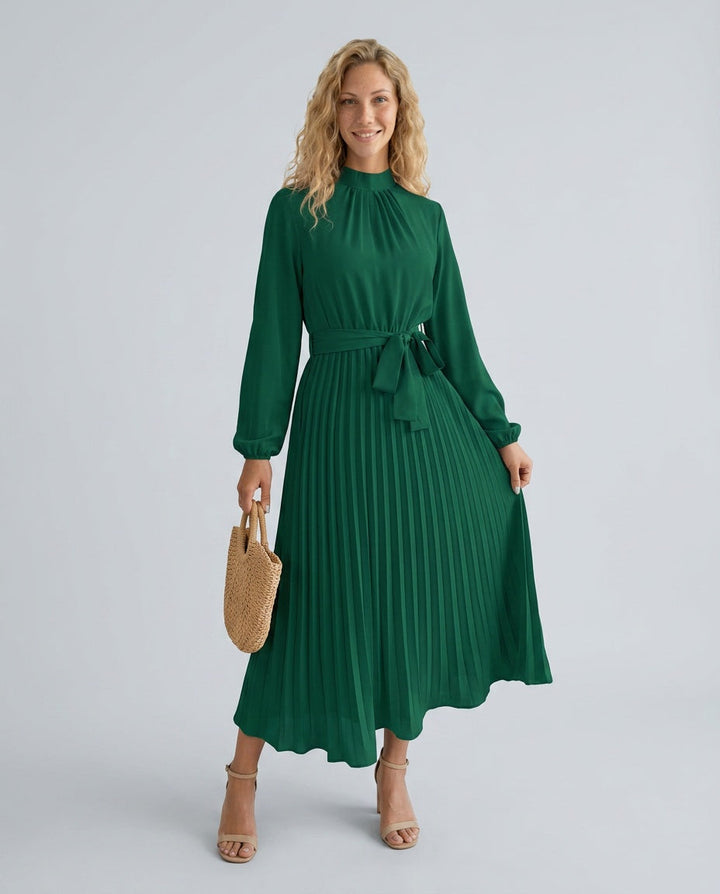 Vivienne | Pleated Midi with Belted Waist