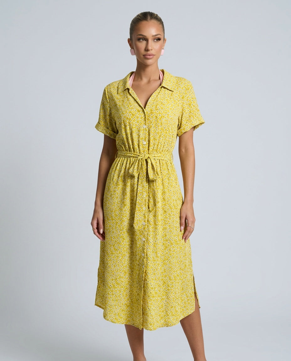 Vivienne | Floral Button-Front Midi Dress