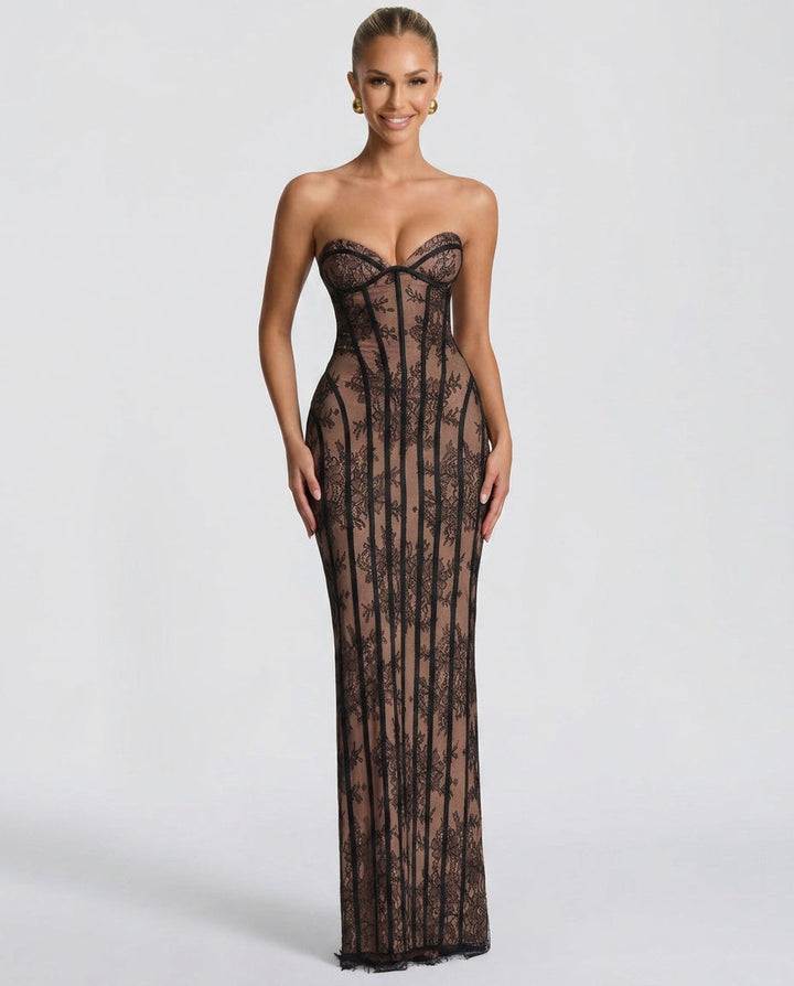 Kira | Off-Shoulder Lace Sweetheart Maxi Dress