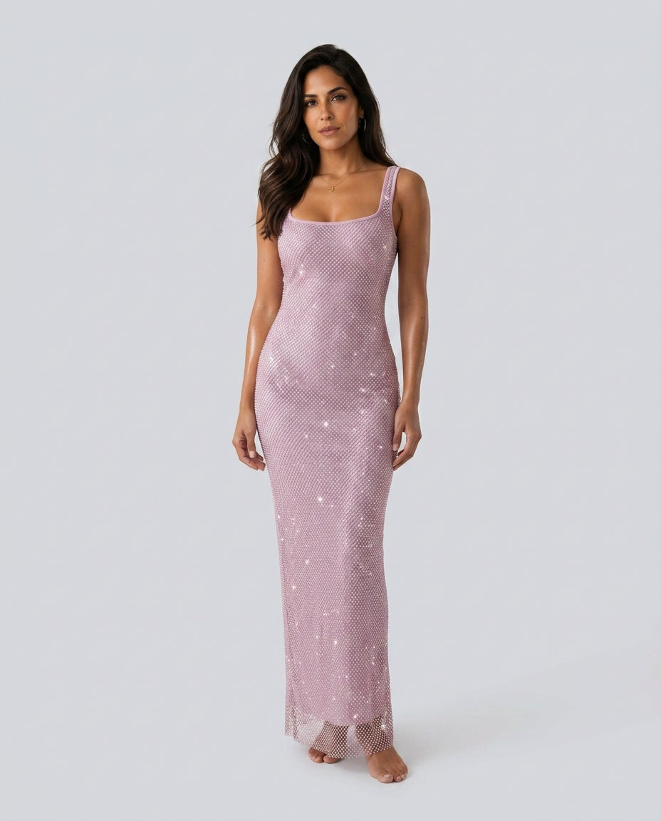 Verity | Sequined Open Back Maxi Dress