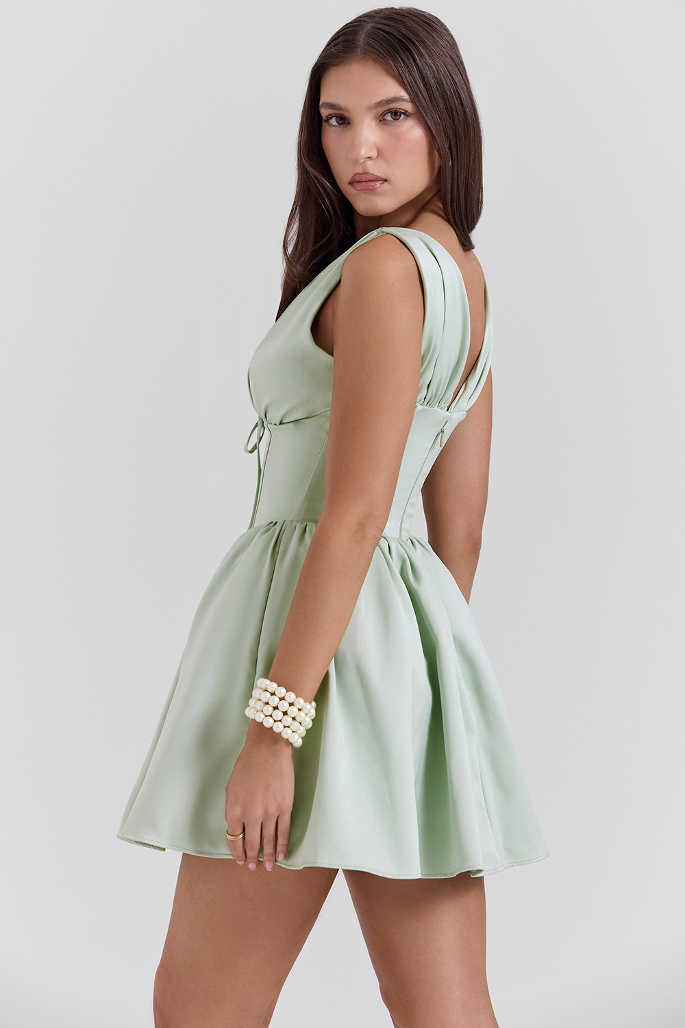 Pat | Satin-Look Mini Dress with Gathered Skirt Detail
