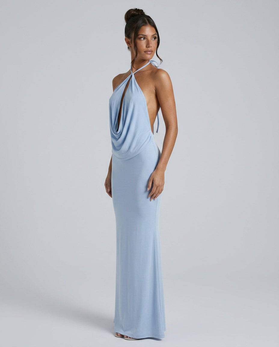 Marlowe | Halter Neck Draped Maxi Dress