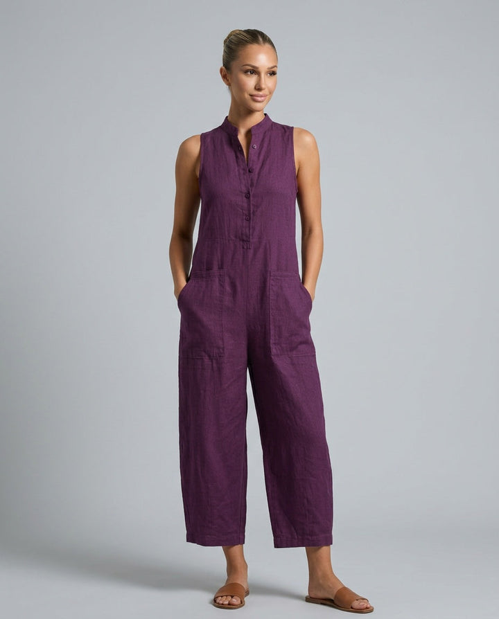 Harper | Linen-Blend Sleeveless Loose Jumpsuit