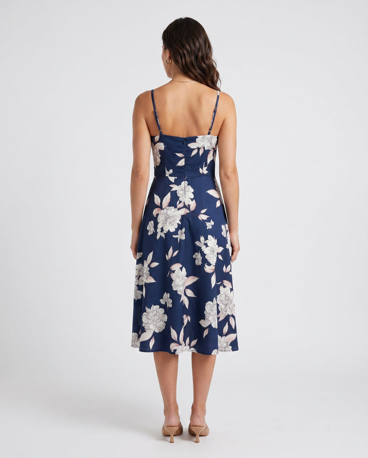 Xenia | Spaghetti Strap Floral Midi Dress