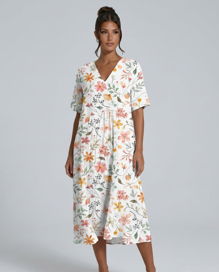 Liv | V-Neck Floral Summer Midi Dress