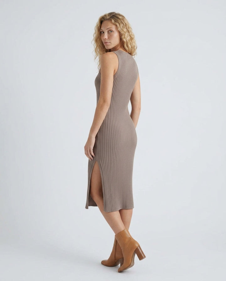 Raina | Ribbed Fitted Knit Midi Dress