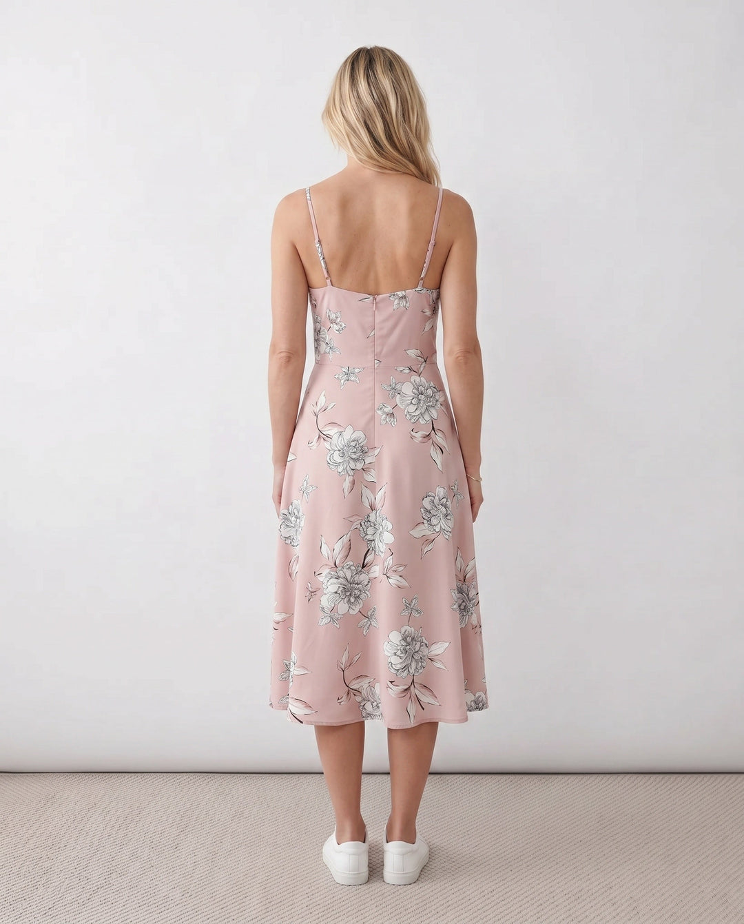 Xenia | Spaghetti Strap Floral Midi Dress