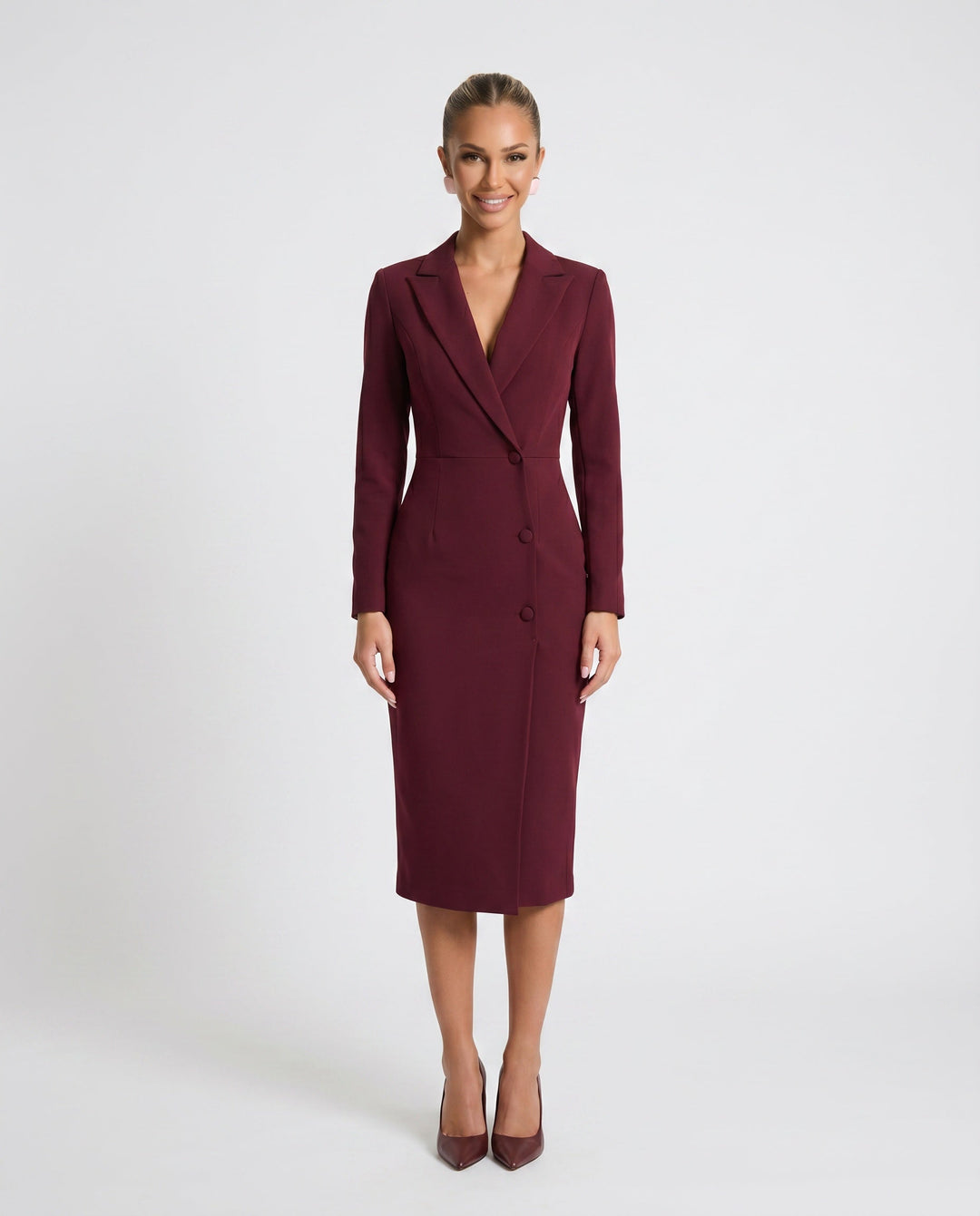 Kaylee | Front Slit Wedding Guest Midi Dress