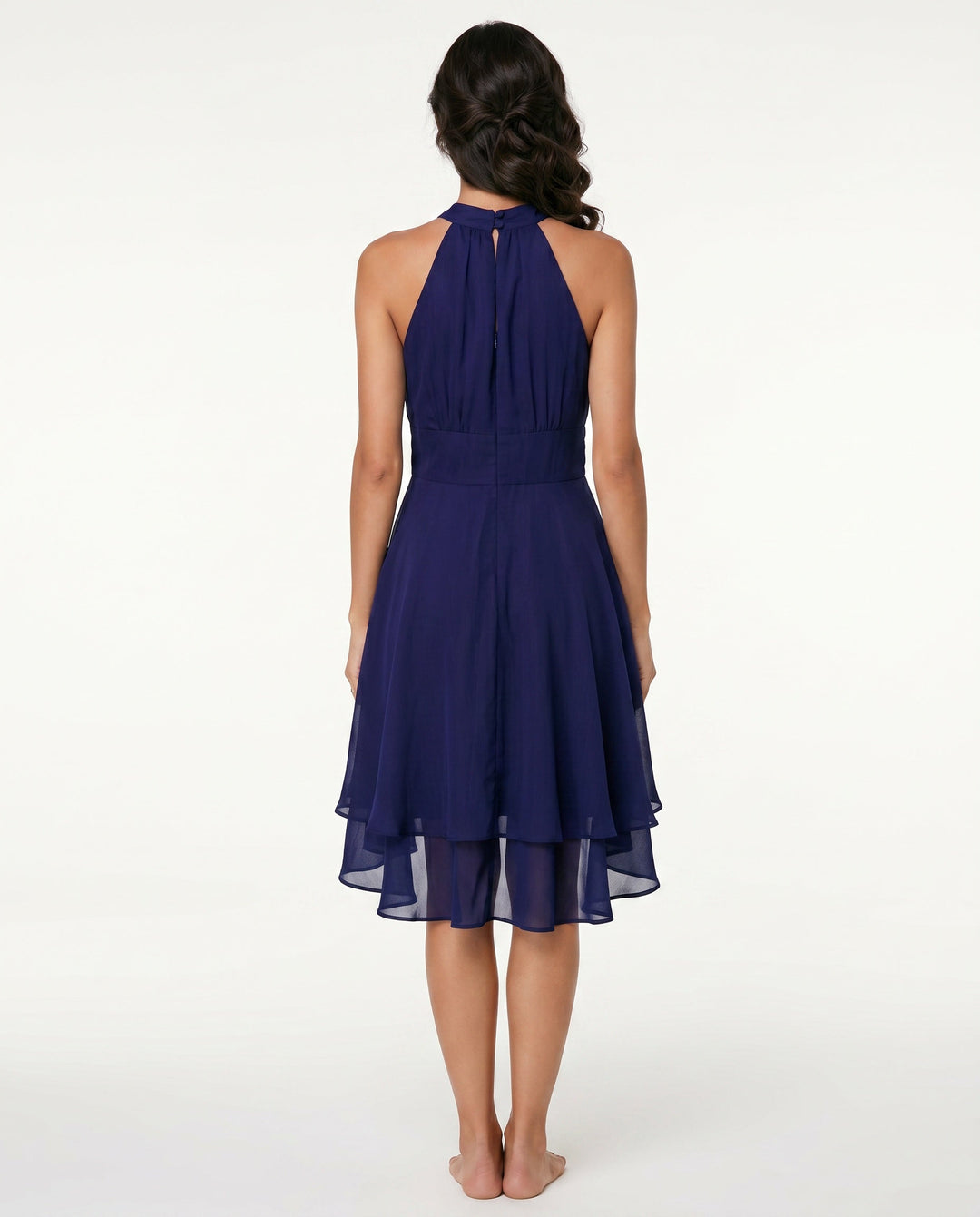 Celeste | Halter Ruffle Flared Midi Dress