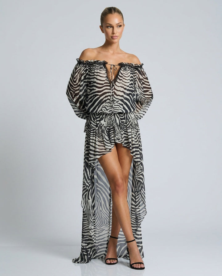 Soraya | Zebra Print Lace Tie-Up Mini Skirt Set