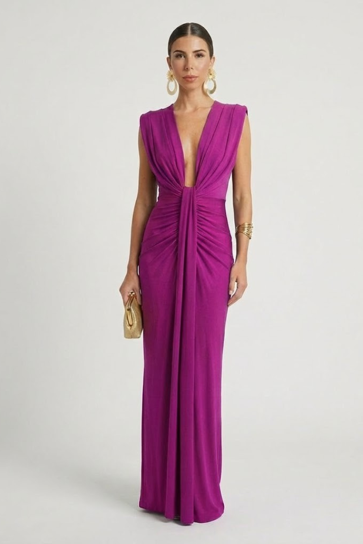 Leona | Pleated Elongated Maxi Dress