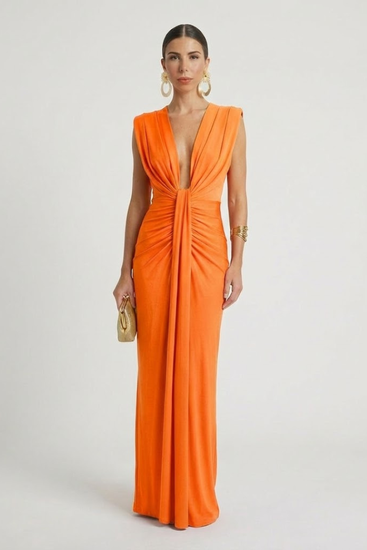 Leona | Pleated Elongated Maxi Dress