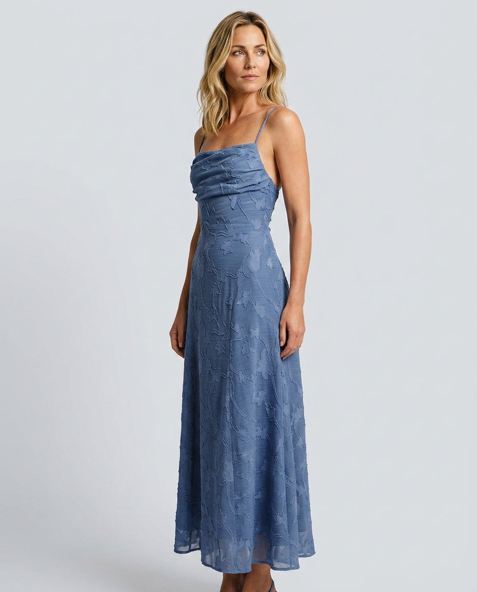 Josephine | Jacquard Ruched Slip Maxi Dress