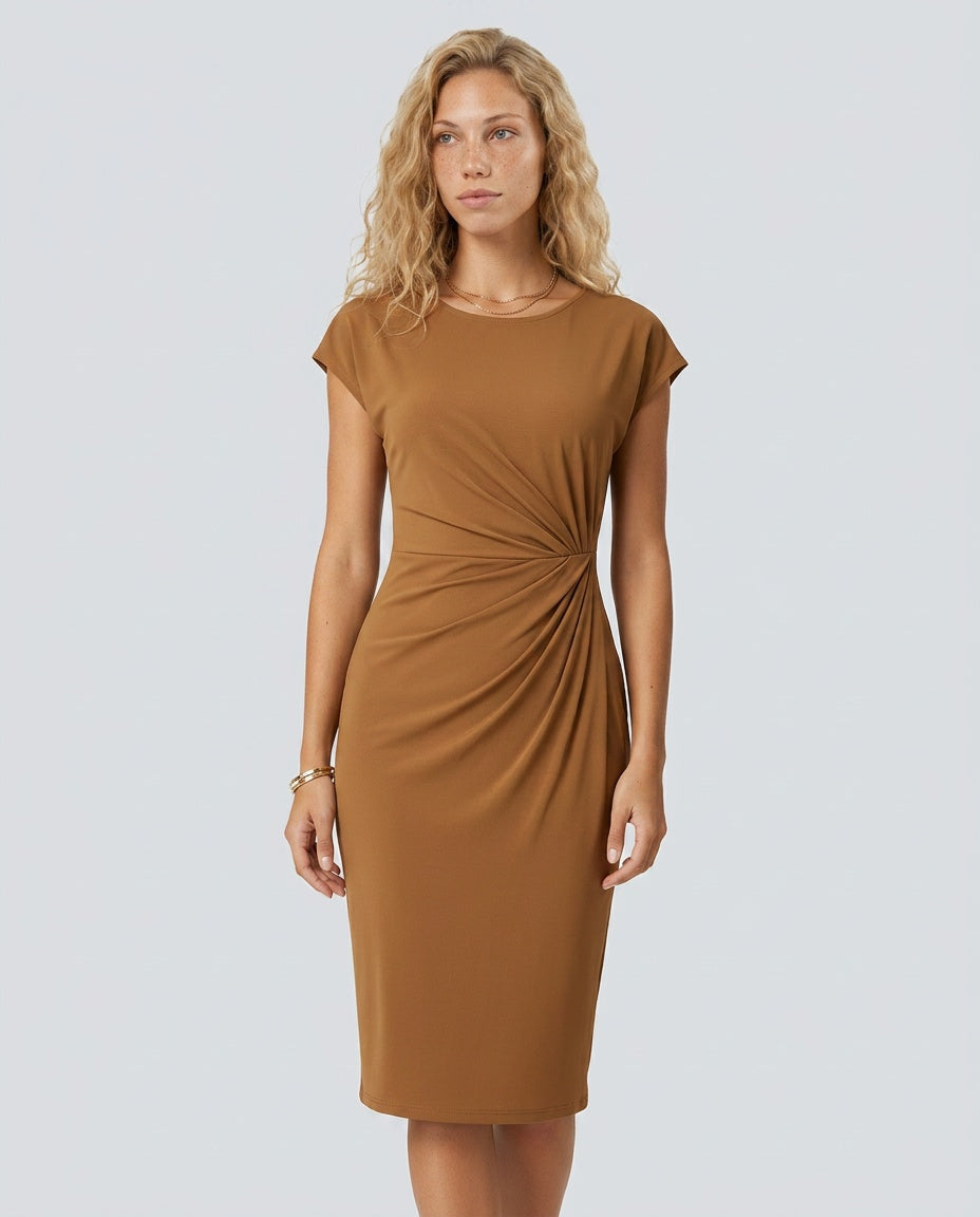 Celeste | Pleated Waist Fitted Midi Dress