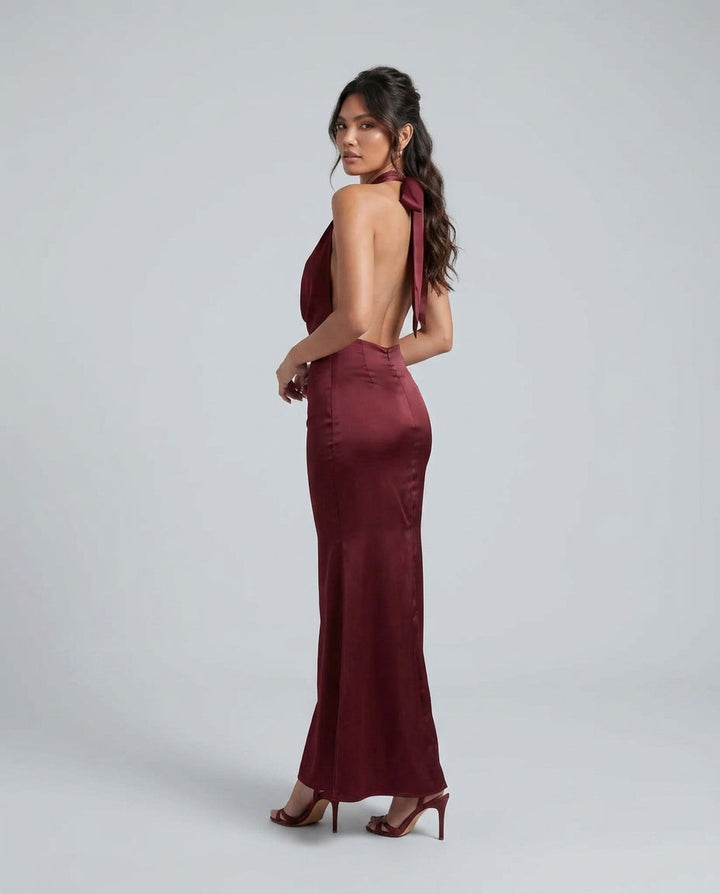 Georgina | Cowl Neck Satin-Look Maxi Dress